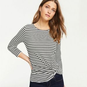 Ann Taylor Striped Twist Hem Top